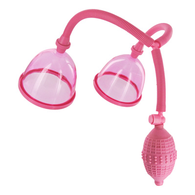 Enjoy suction play, increase sensitivity, and enlarge your breasts! This breast pump kit, in fun pink, is quick to assemble and easy to use. Simply place the pump cups over your breasts, squeeze the bulb, and pump your breasts to the desired level. Just press the release valve button when you are ready to break the suction.

Measurements: Pump cups have 4.1 inch inner diameter, 3.5 inches deep

Material: ABS, PVC

Color: Pink 
